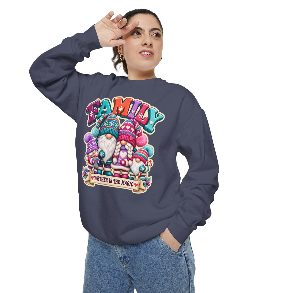 Family Gnomes "Together Is The Magic" Cozy Christmas Sweatshirt
