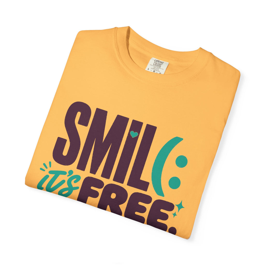 SMIL(: IT’S FREE. Plum & Teal Garment-Dyed Graphic Tee