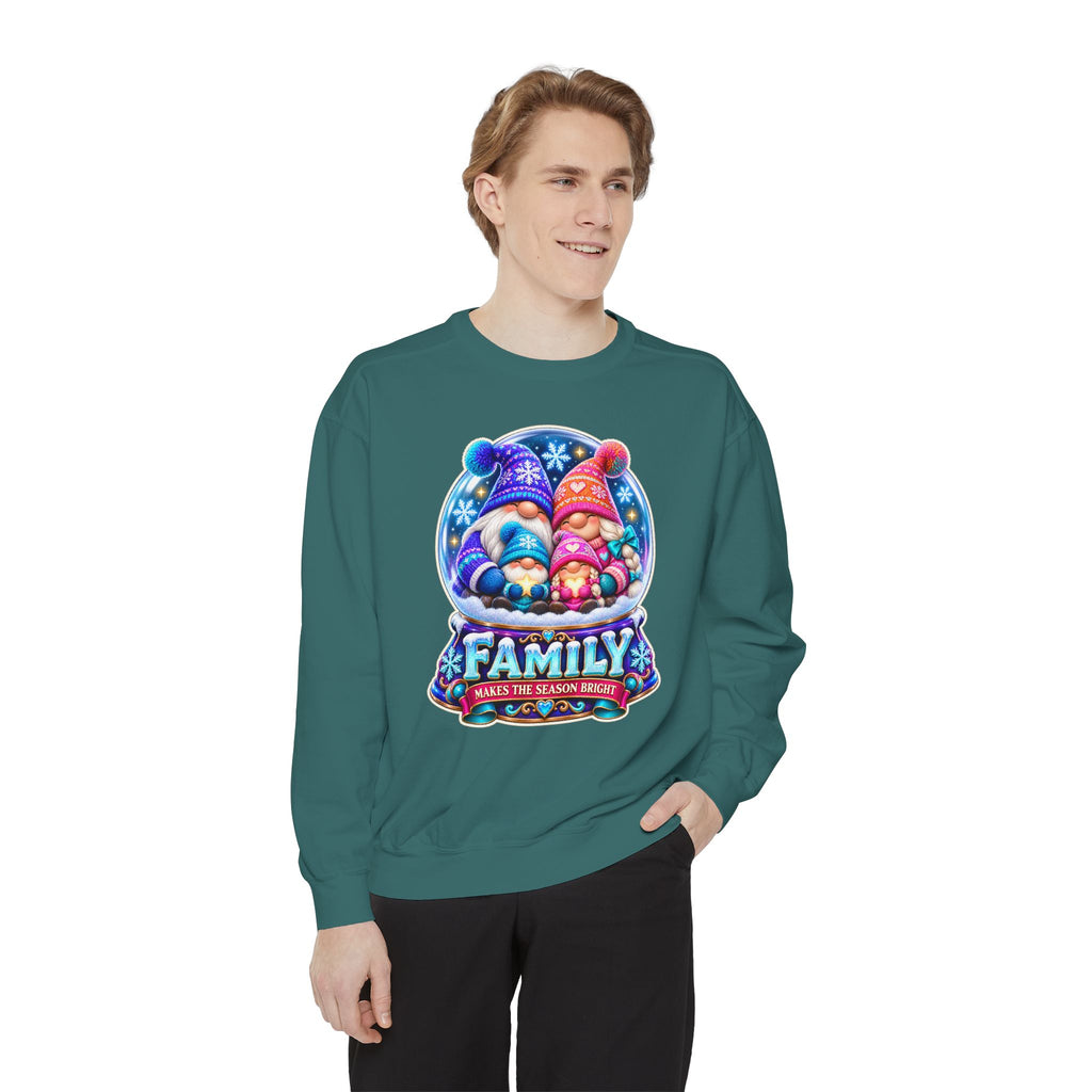 Family Gnome Christmas Sweatshirt "Family Makes the Season Bright"