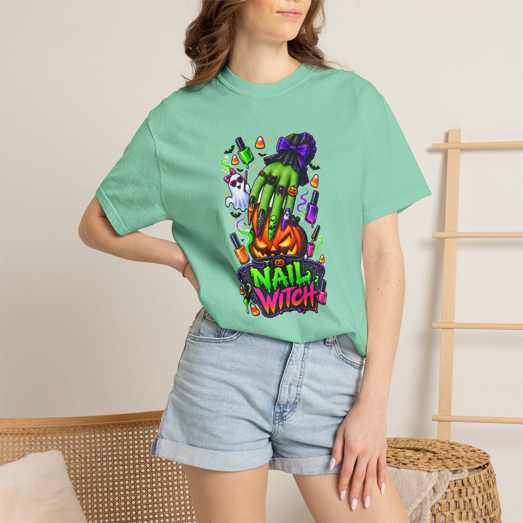 Nail Witch Halloween Tee – Adult Unisex Nail Tech & Beauty Salon Shirt