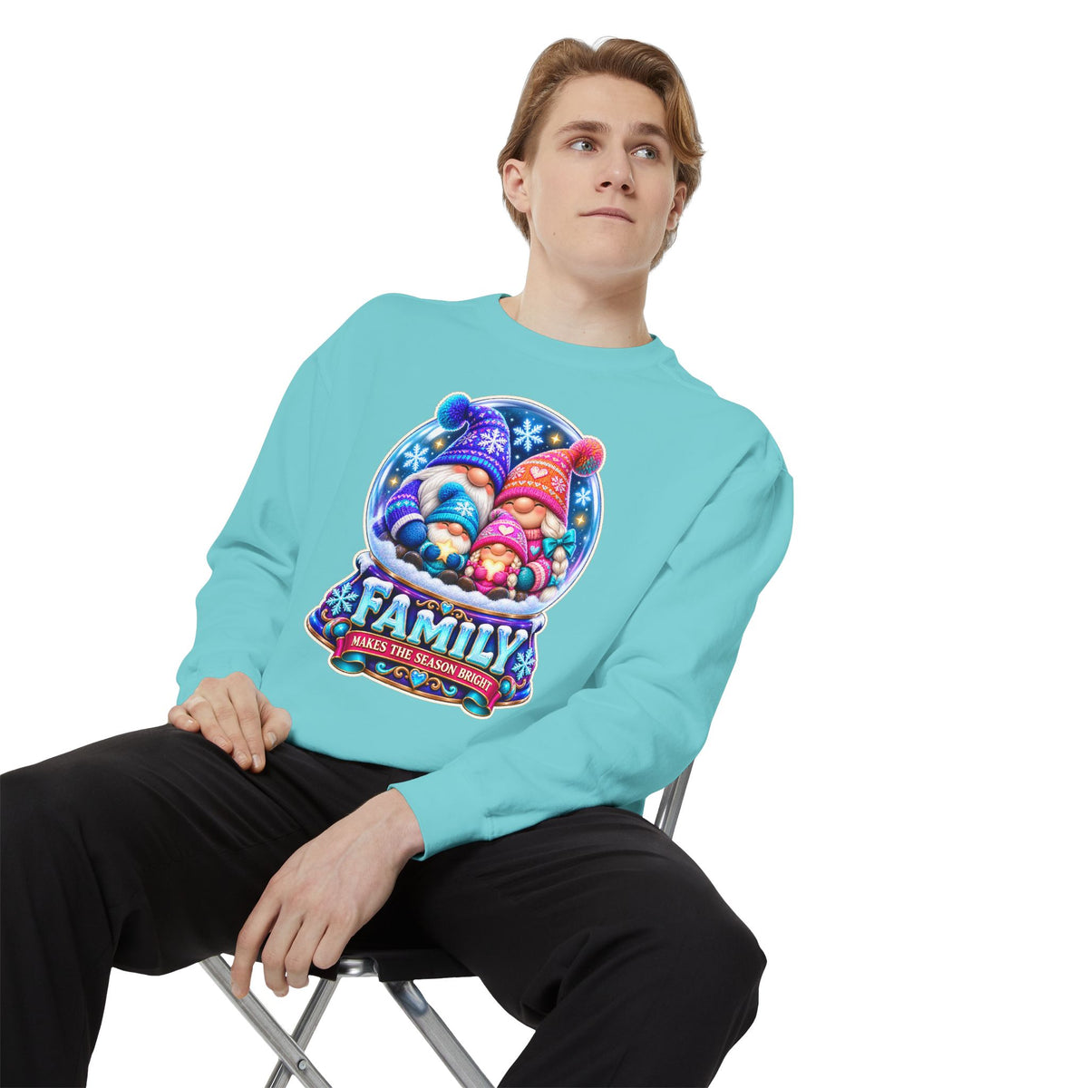 Family Gnome Christmas Sweatshirt "Family Makes the Season Bright"