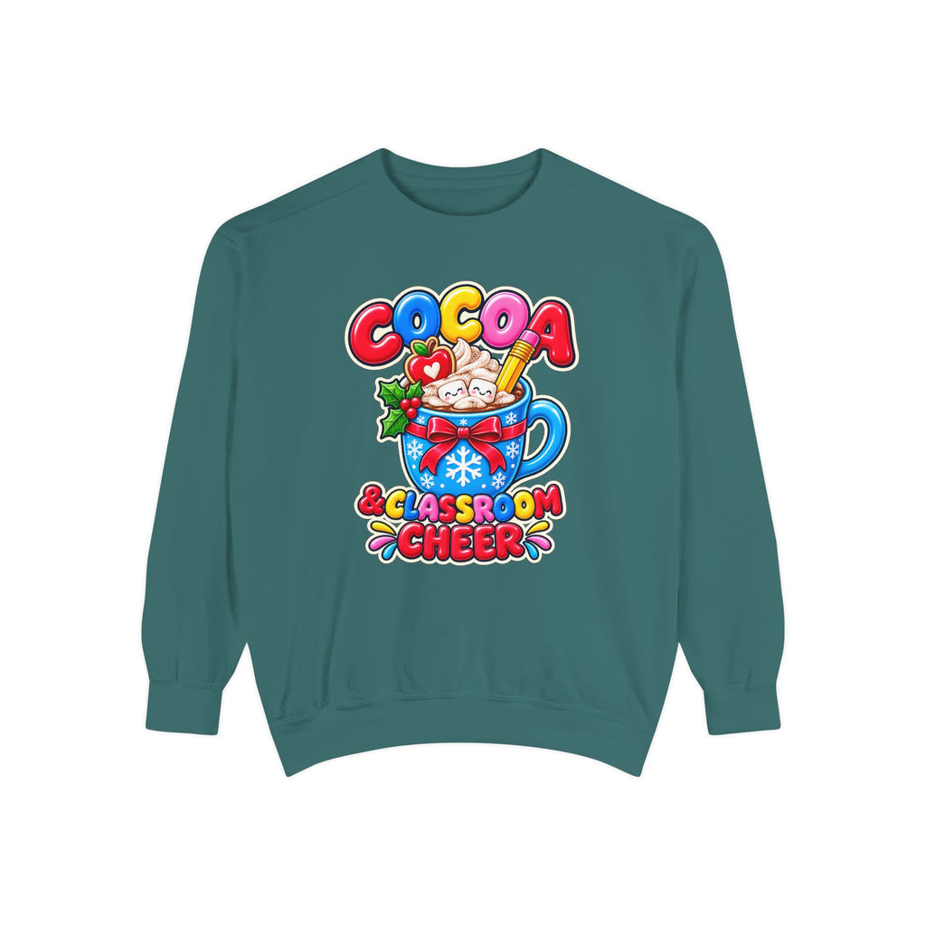 Cocoa and Classroom Cheer Christmas Sweatshirt ☕🍎❄️