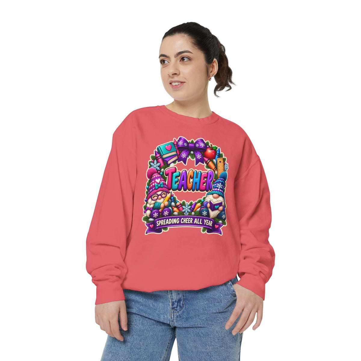 Teacher Spreading Gnomes Cheer All Year Christmas Sweatshirt