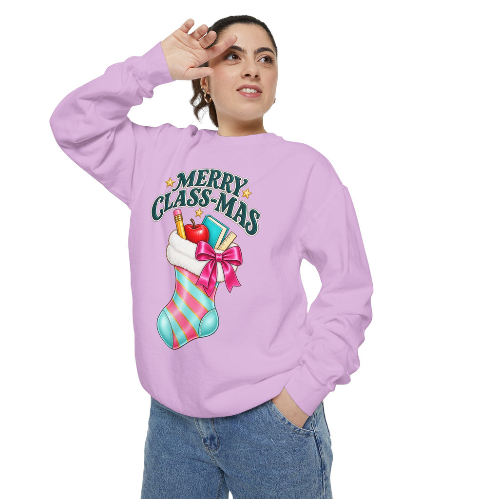Merry Class-mas Sweatshirt — Christmas Teacher Holiday Stocking Crewneck