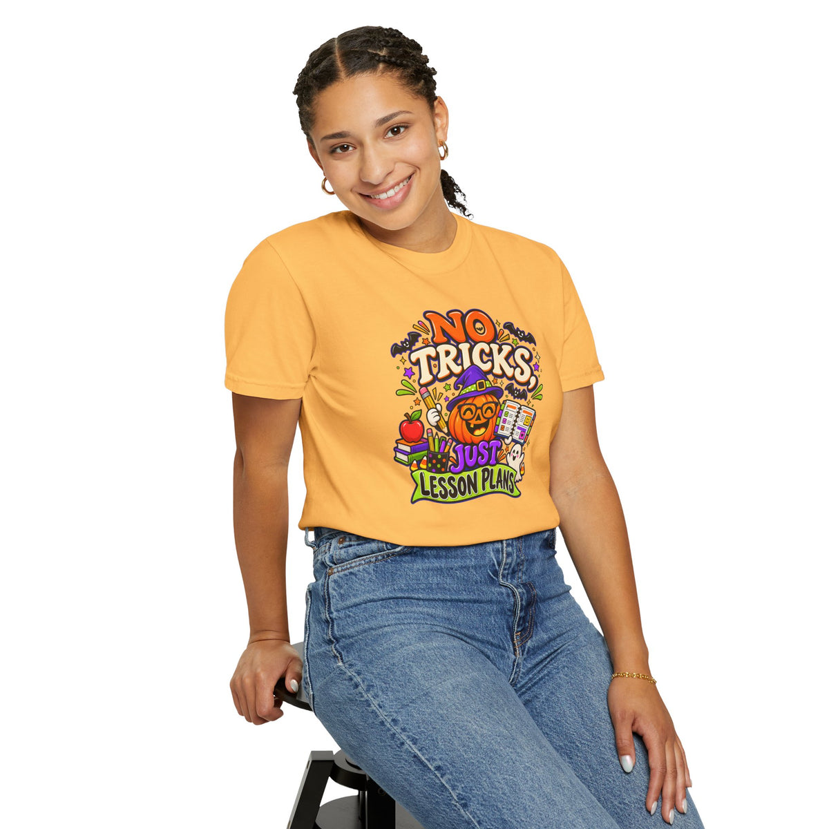 Halloween Teacher T-Shirt - "No Tricks, Just Lesson Plans"
