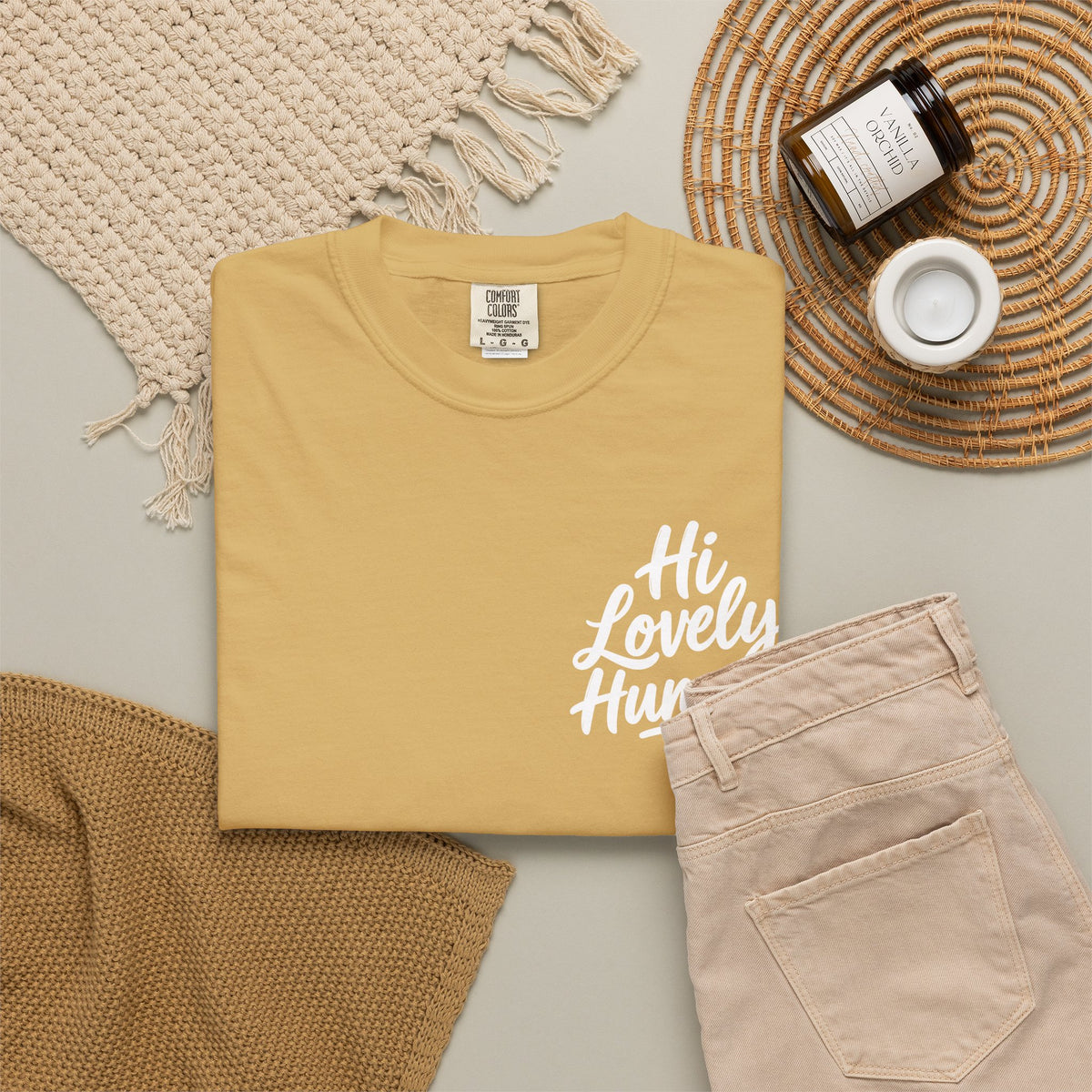 Hi Lovely Human — Inspirational Garment-Dyed Adult T-Shirt