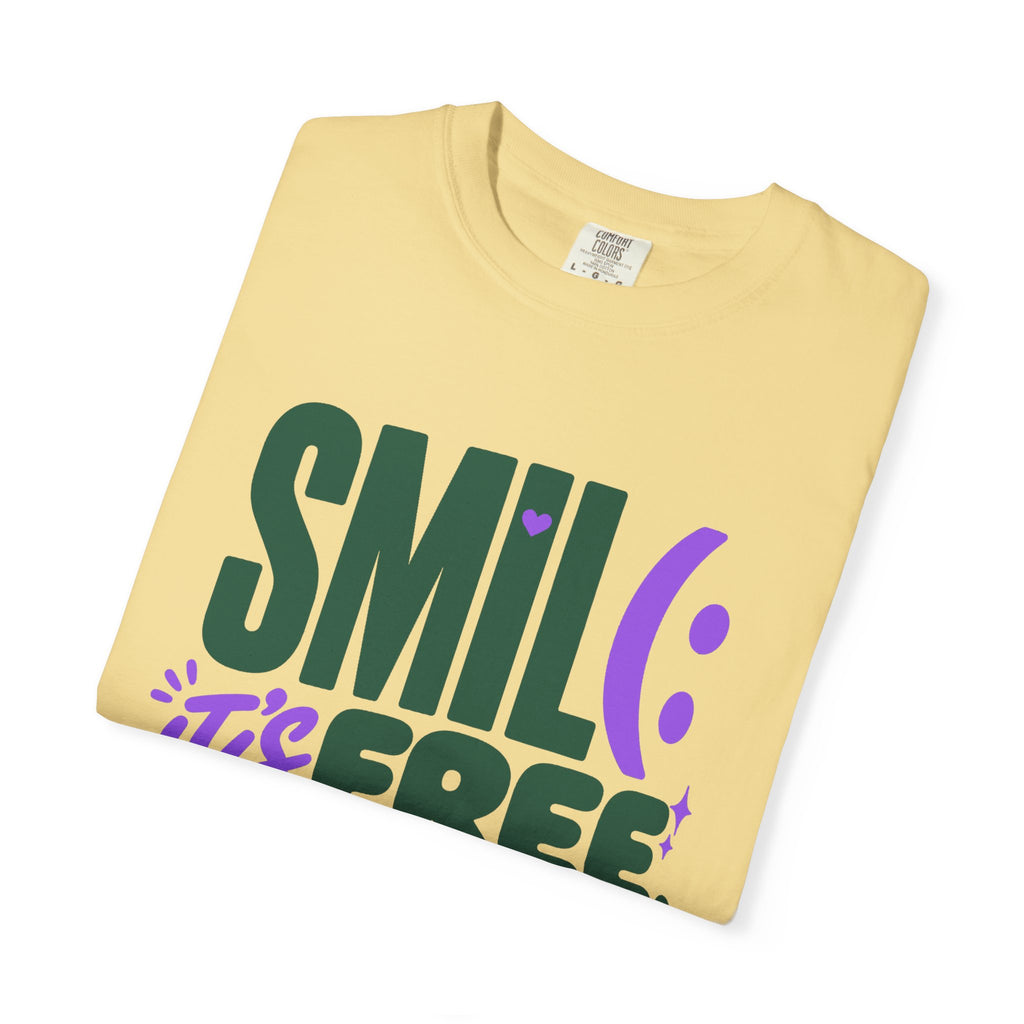 SMIL(: IT’S FREE. Forest Green & Purple Garment-Dyed Graphic Tee