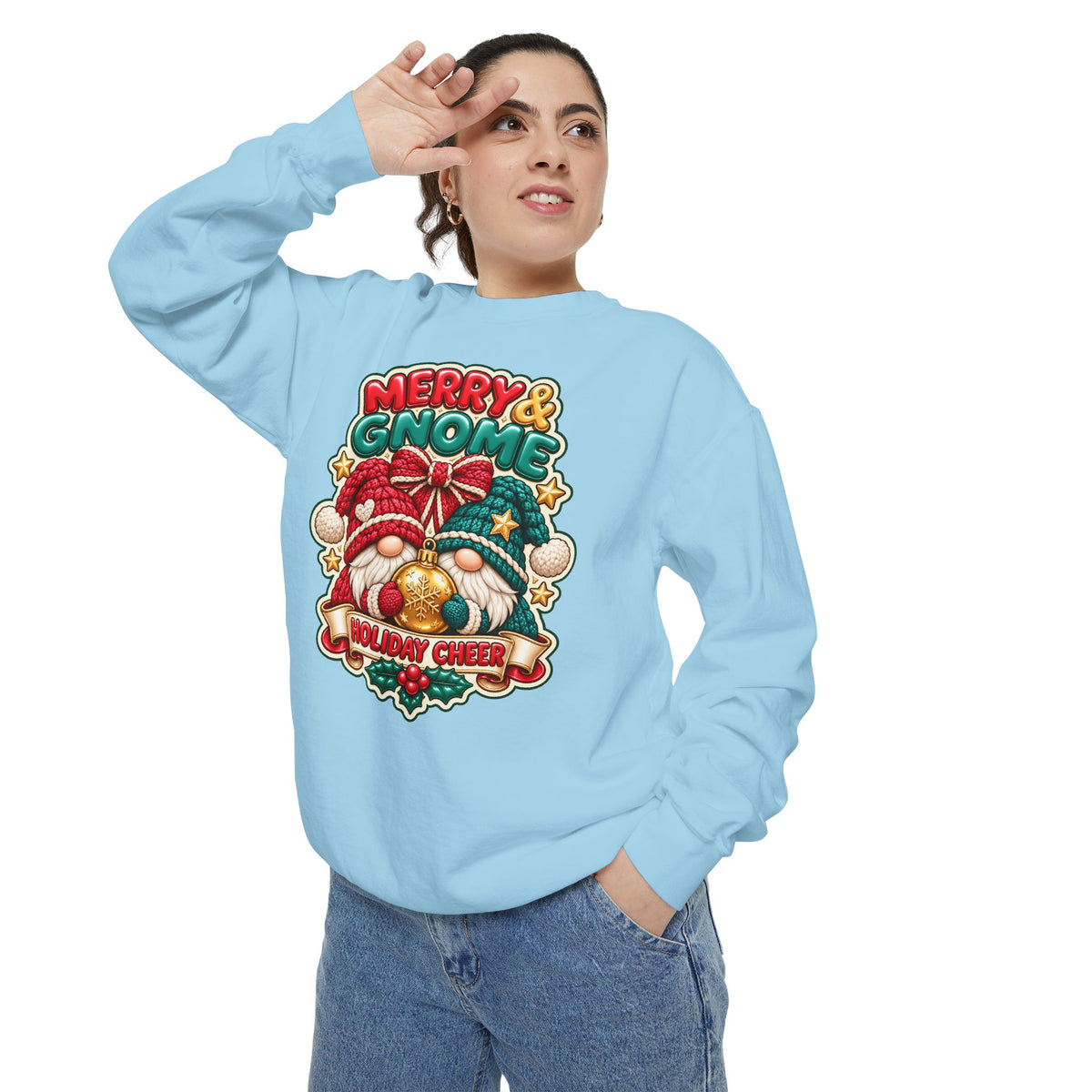 Merry and Gnome Holiday Cheer Sweatshirt — Cute Christmas Design