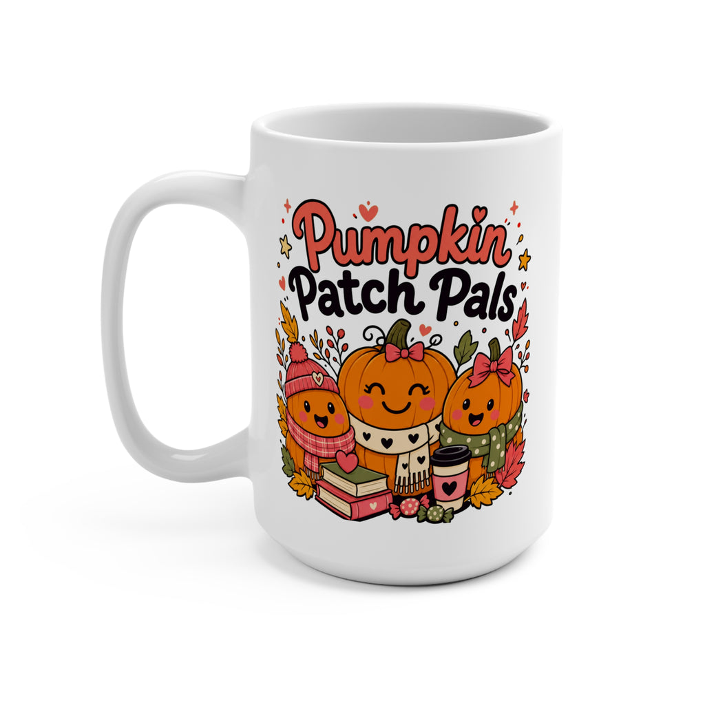 Pumpkin Patch Pals Mug - Cute Fall Coffee Cup - Autumn Gift for Pumpkin Lovers, Book Lovers, Students and Cozy Home Decor Fans