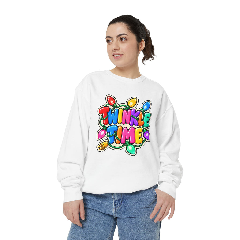 Twinkle Time Christmas - Colorful Holiday Light Graphic  Sweatshirt