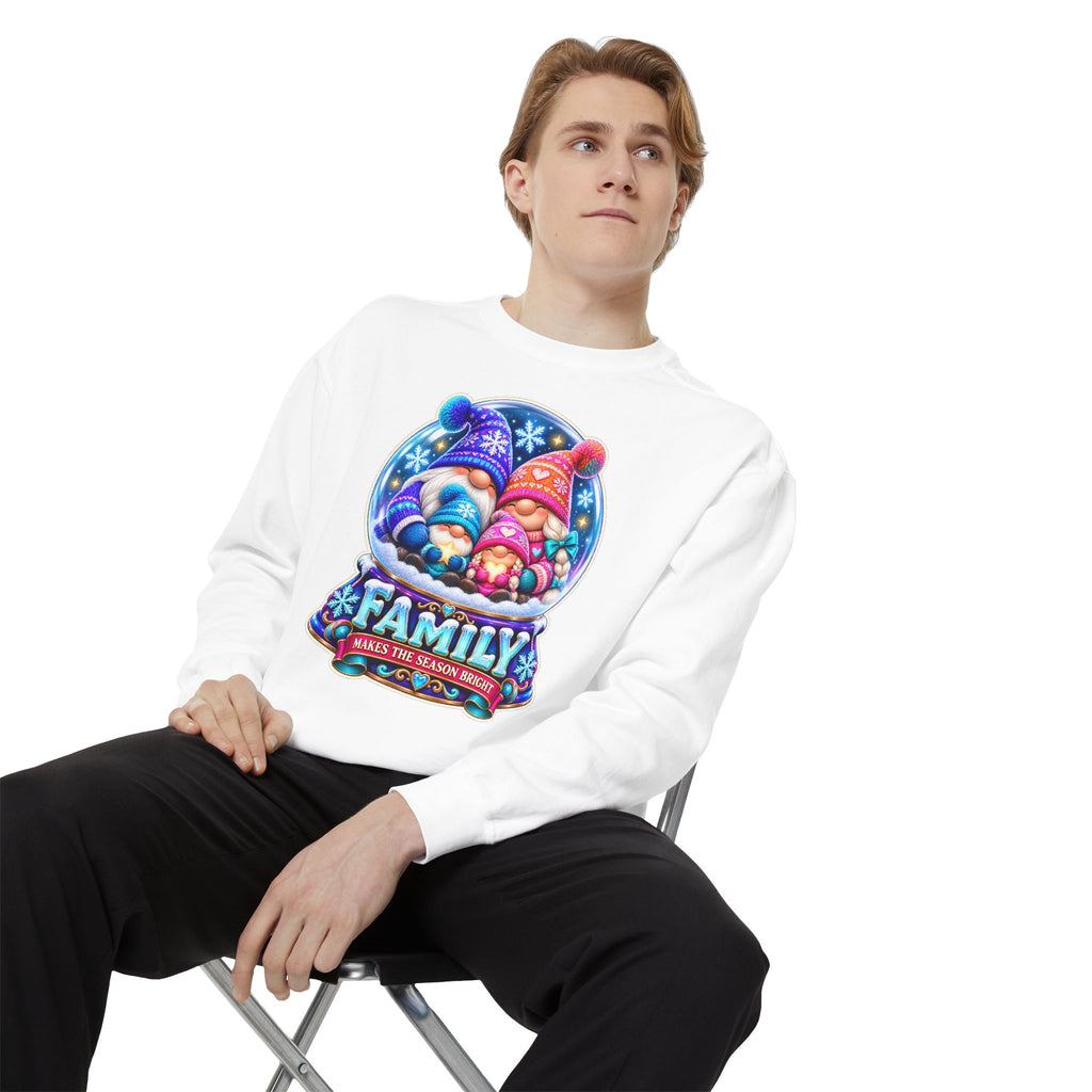 Family Gnome Christmas Sweatshirt "Family Makes the Season Bright"