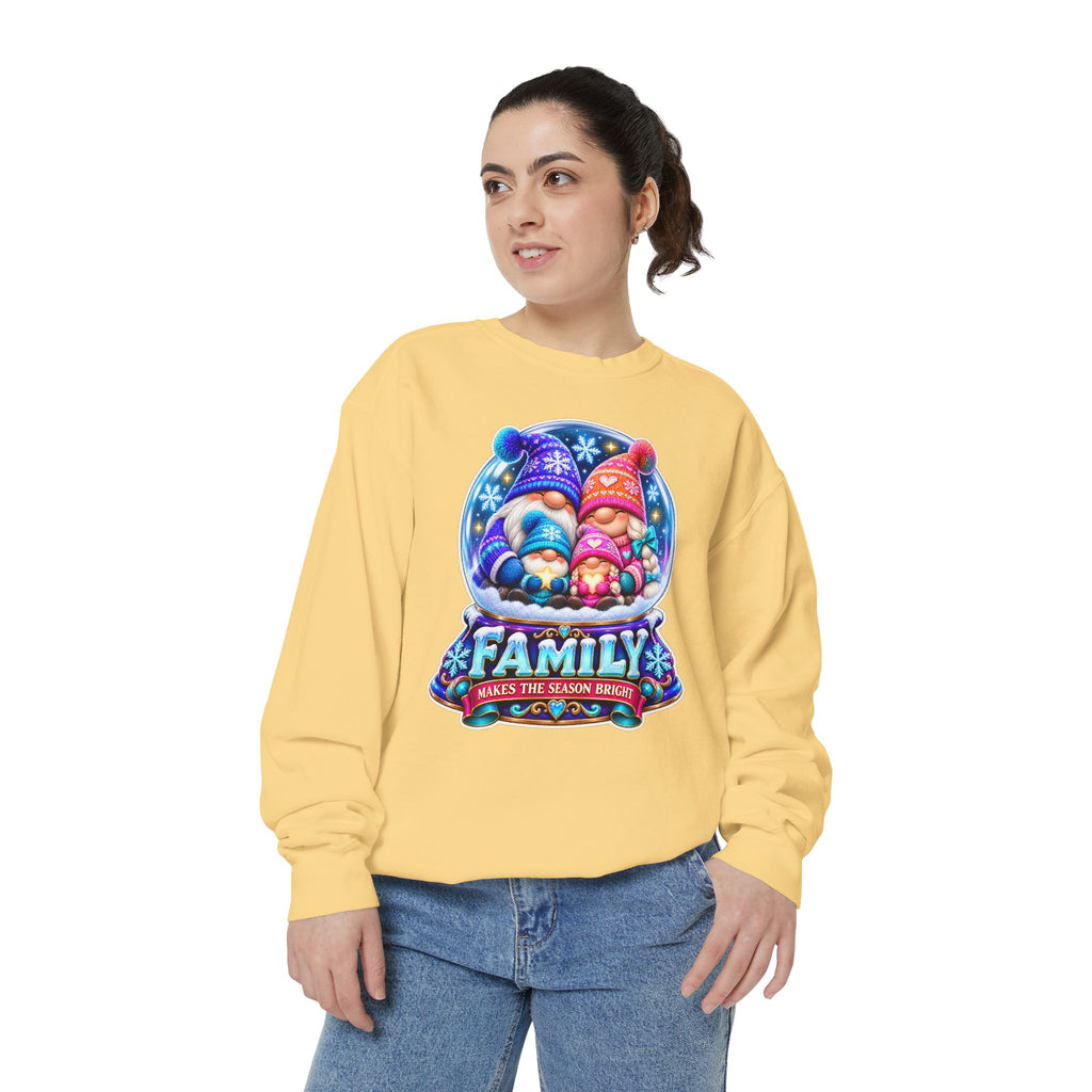 Family Gnome Christmas Sweatshirt "Family Makes the Season Bright"