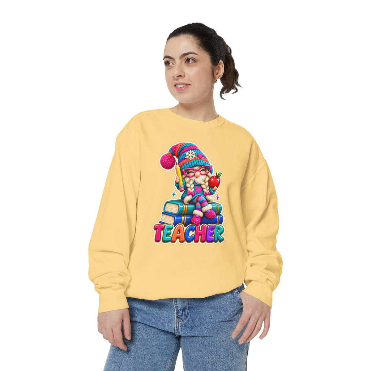 Teacher Gnome Book Lover Holiday Sweatshirt