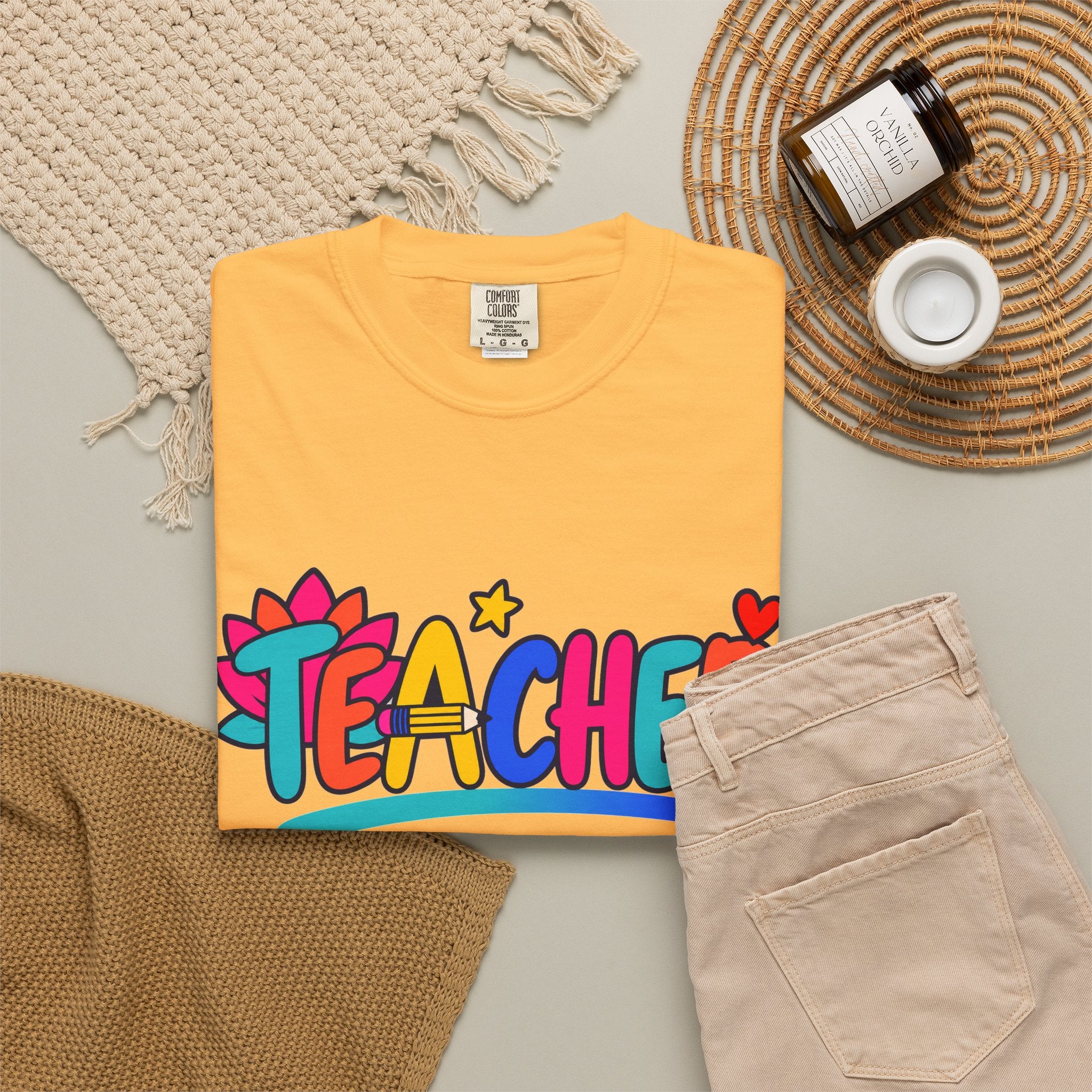 Colorful Teacher Comfort Colors® Heavyweight Tee 🍎✏️