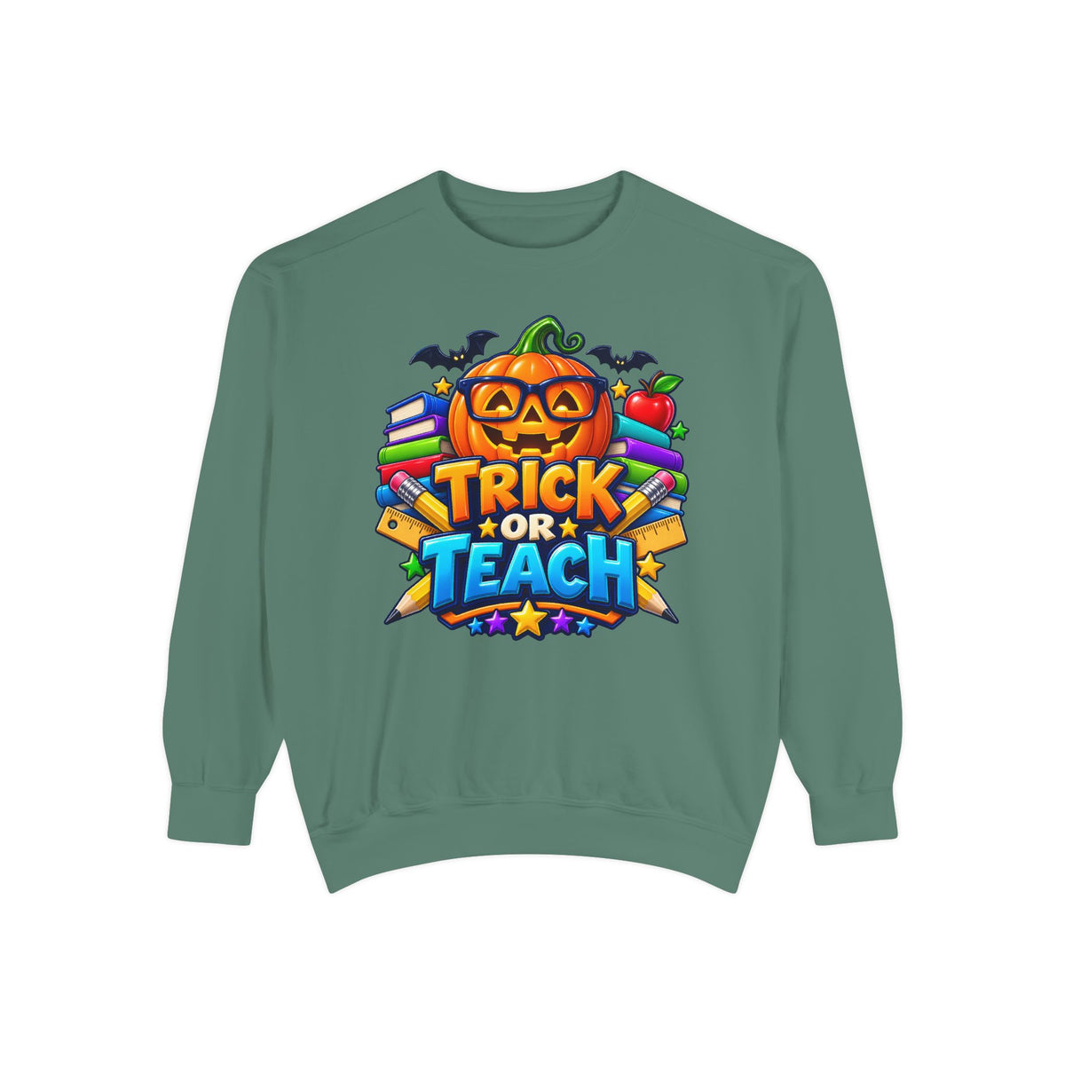 Trick or Teach Halloween Teacher Sweatshirt 🎃📚 | Pumpkin School Crewneck