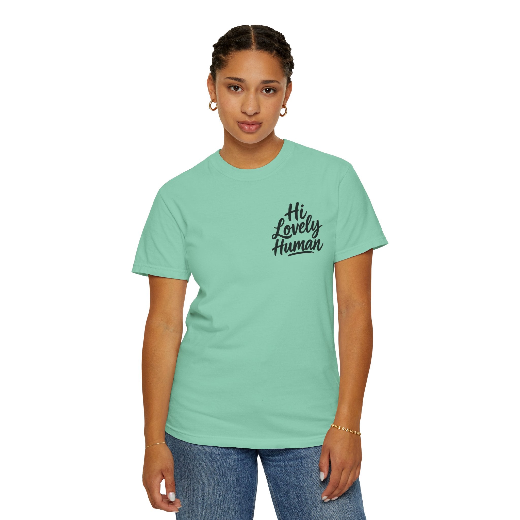 Hi Lovely Human T-Shirt – Positive Message Front & Back Adult Tee