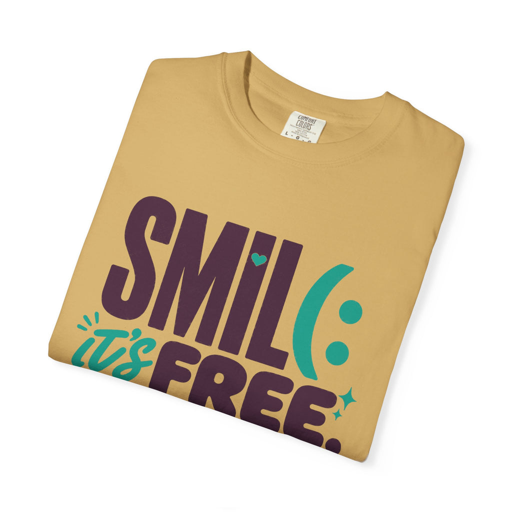 SMIL(: IT’S FREE. Plum & Teal Garment-Dyed Graphic Tee