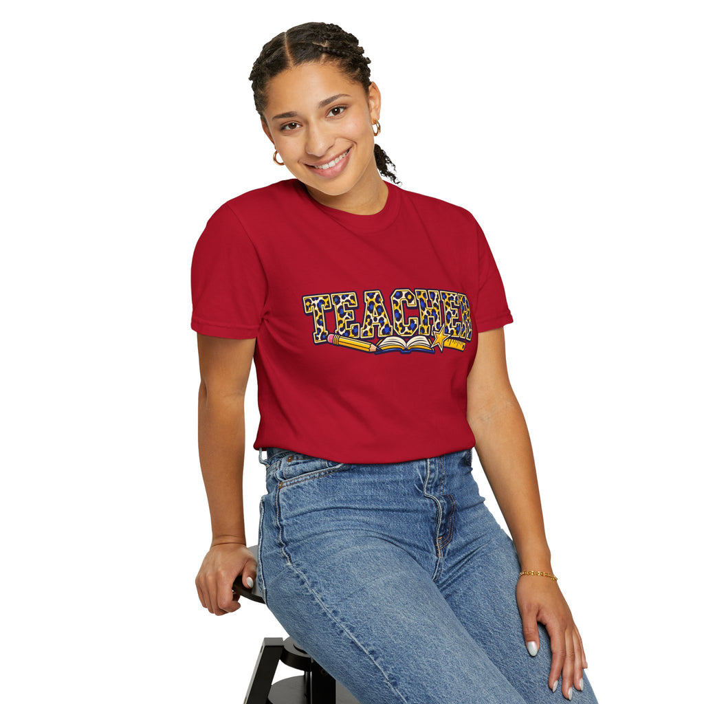 Leopard Print Teacher Comfort Colors® Heavyweight Tee 🍎✏️
