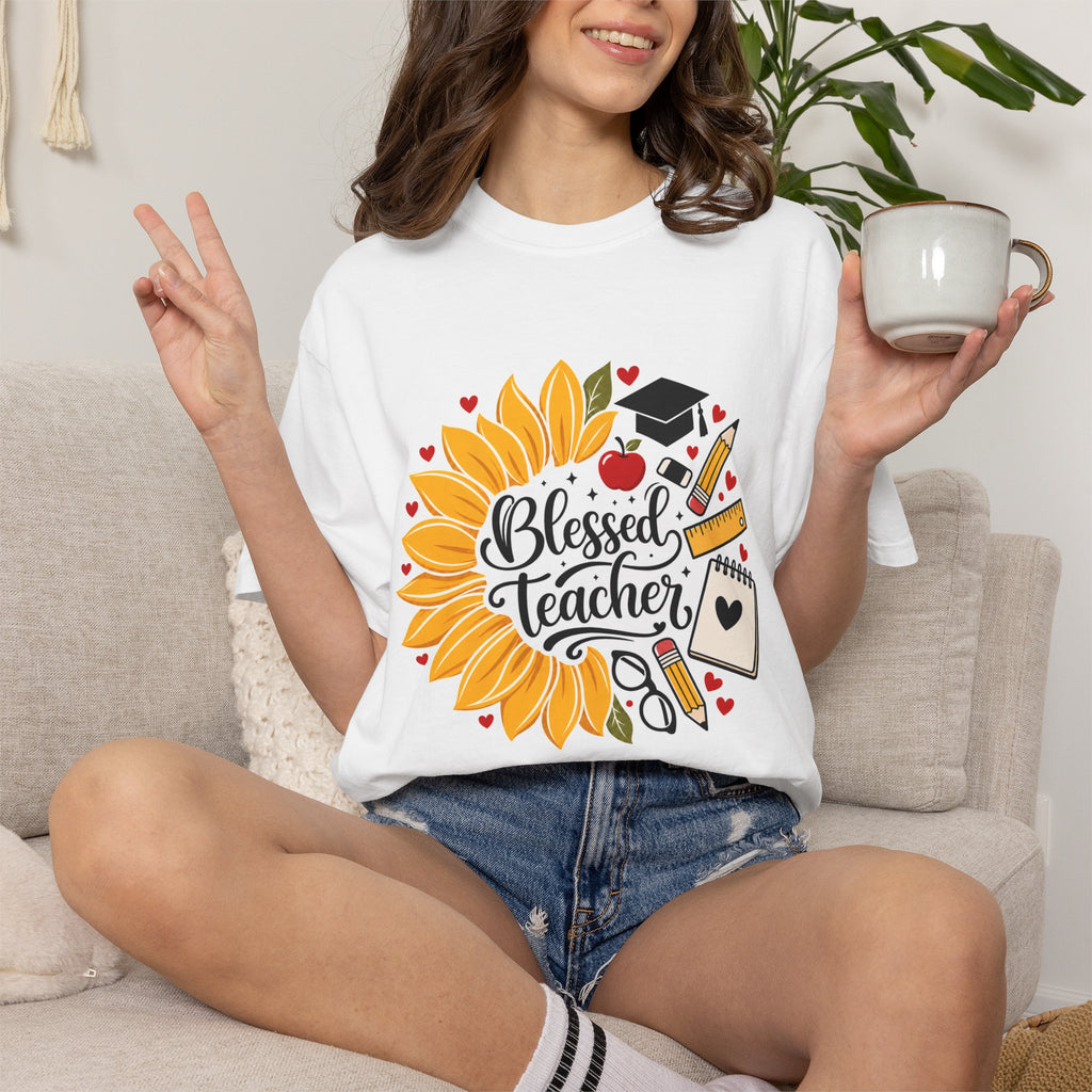 Blessed Teacher Heavyweight Tee 🌻📚✏️