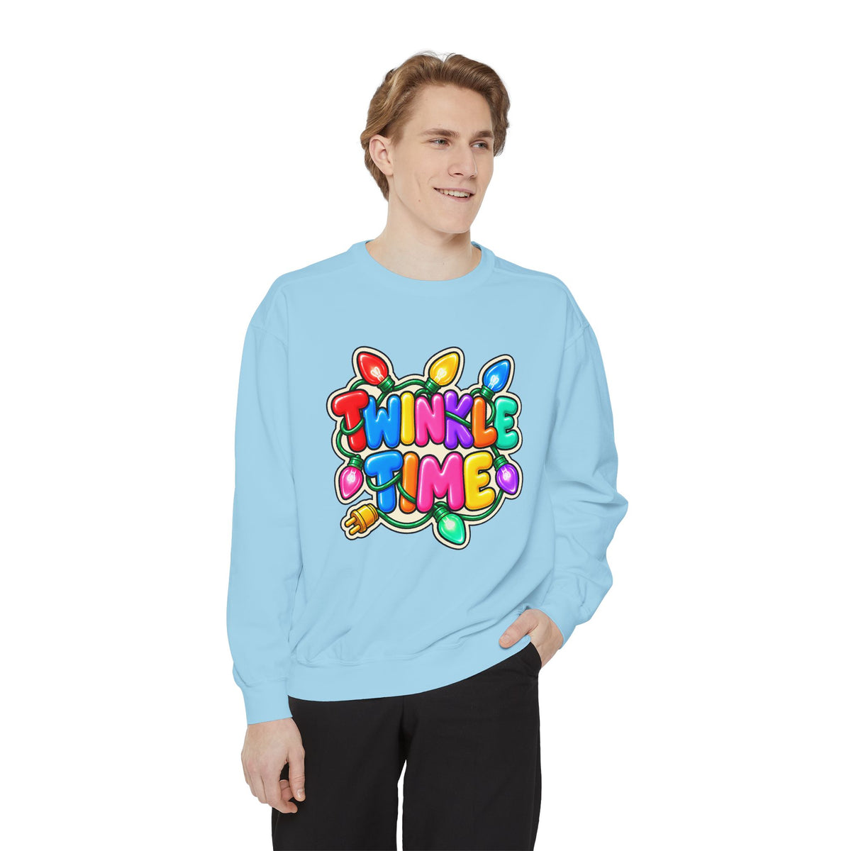 Twinkle Time Christmas - Colorful Holiday Light Graphic  Sweatshirt