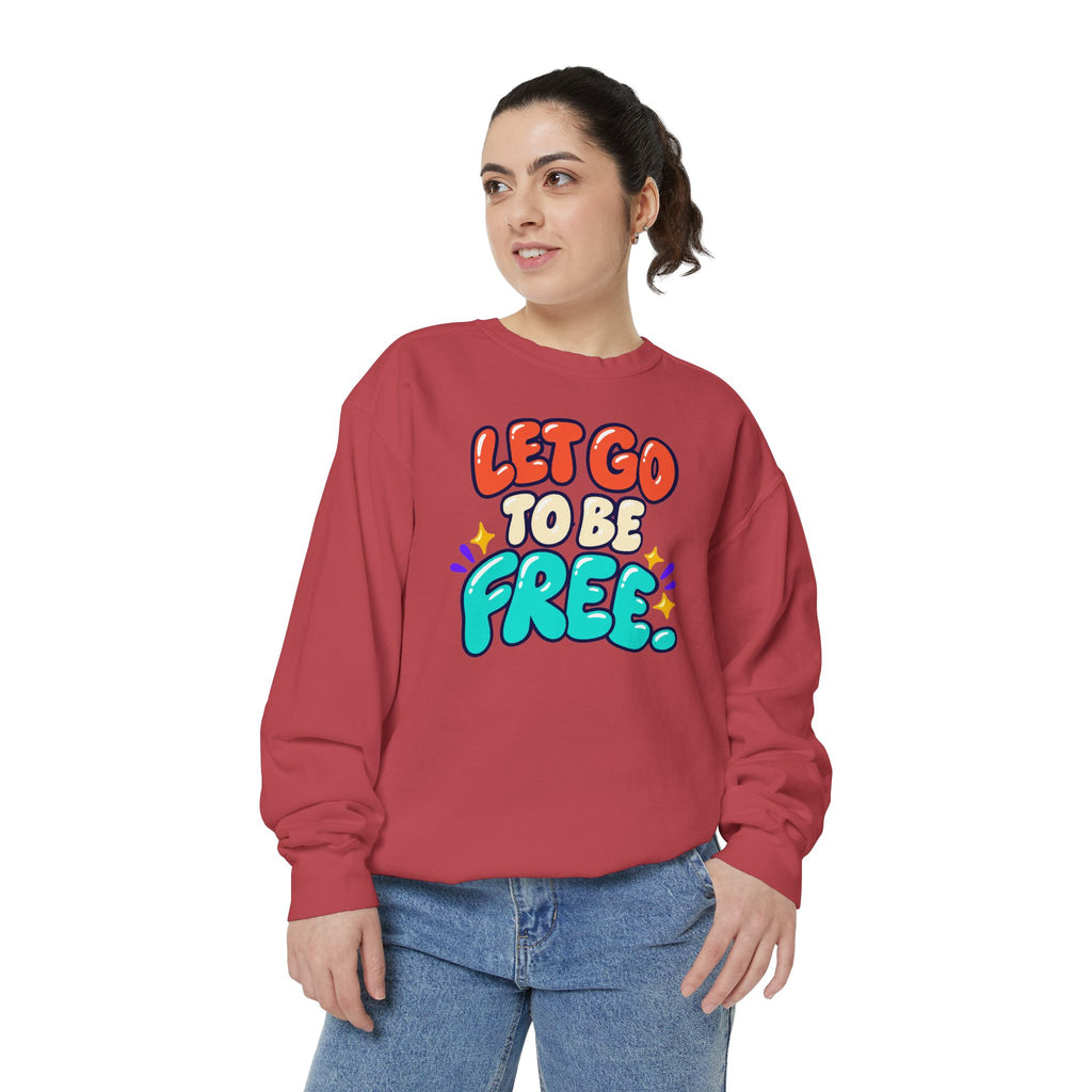 Let Go to Be Free Relaxed-Fit Sweatshirt — Lavender & Gray
