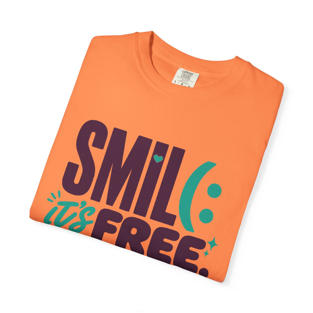 SMIL(: IT’S FREE. Plum & Teal Garment-Dyed Graphic Tee