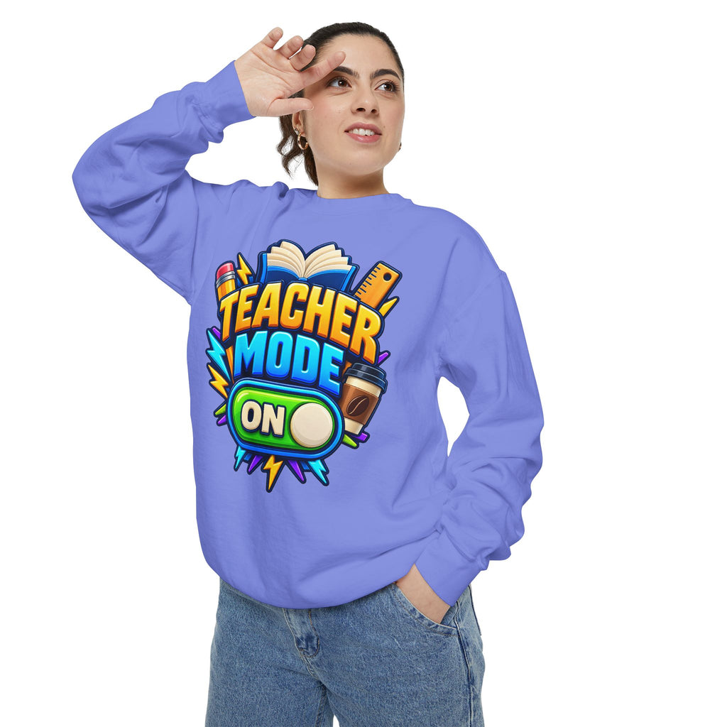 Teacher Mode On Sweatshirt 📚☕ | Funny Teacher Crewneck