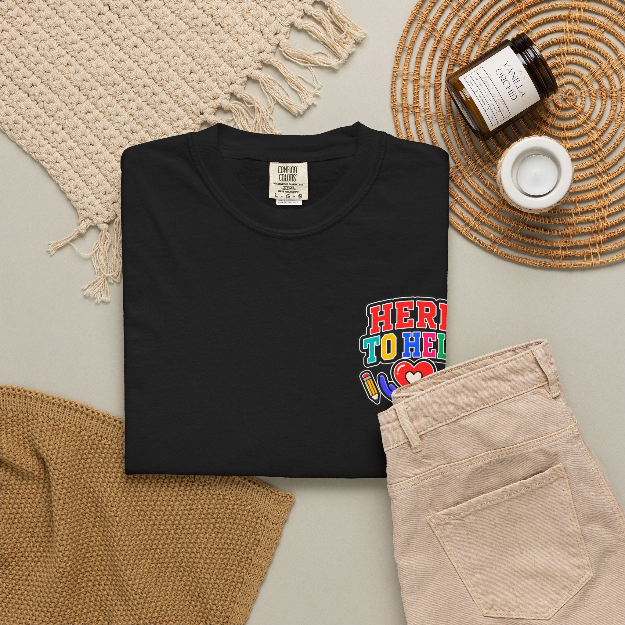 Here to Help School Support Staff Comfort Colors® Tee 🍎✏️