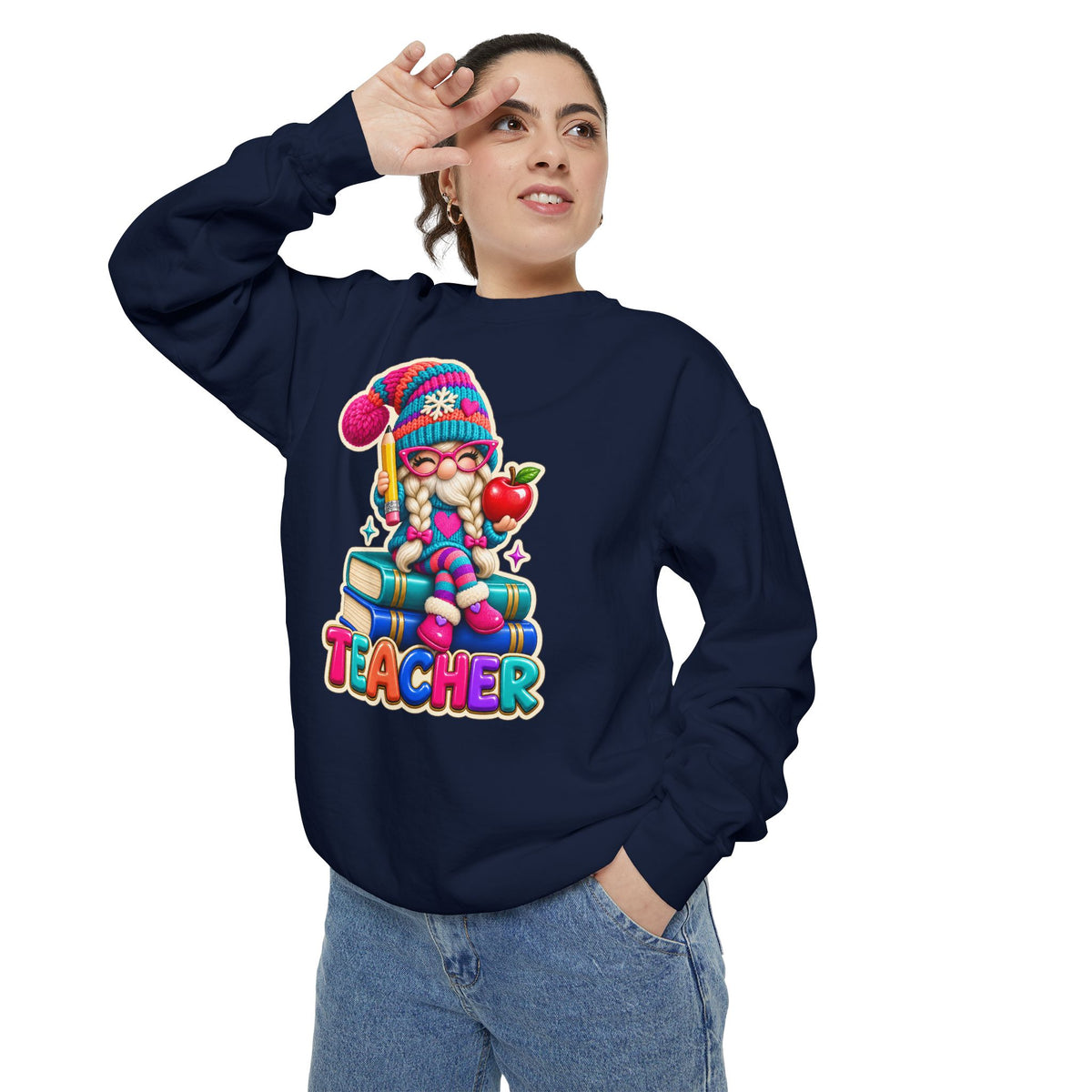 Teacher Gnome Book Lover Holiday Sweatshirt