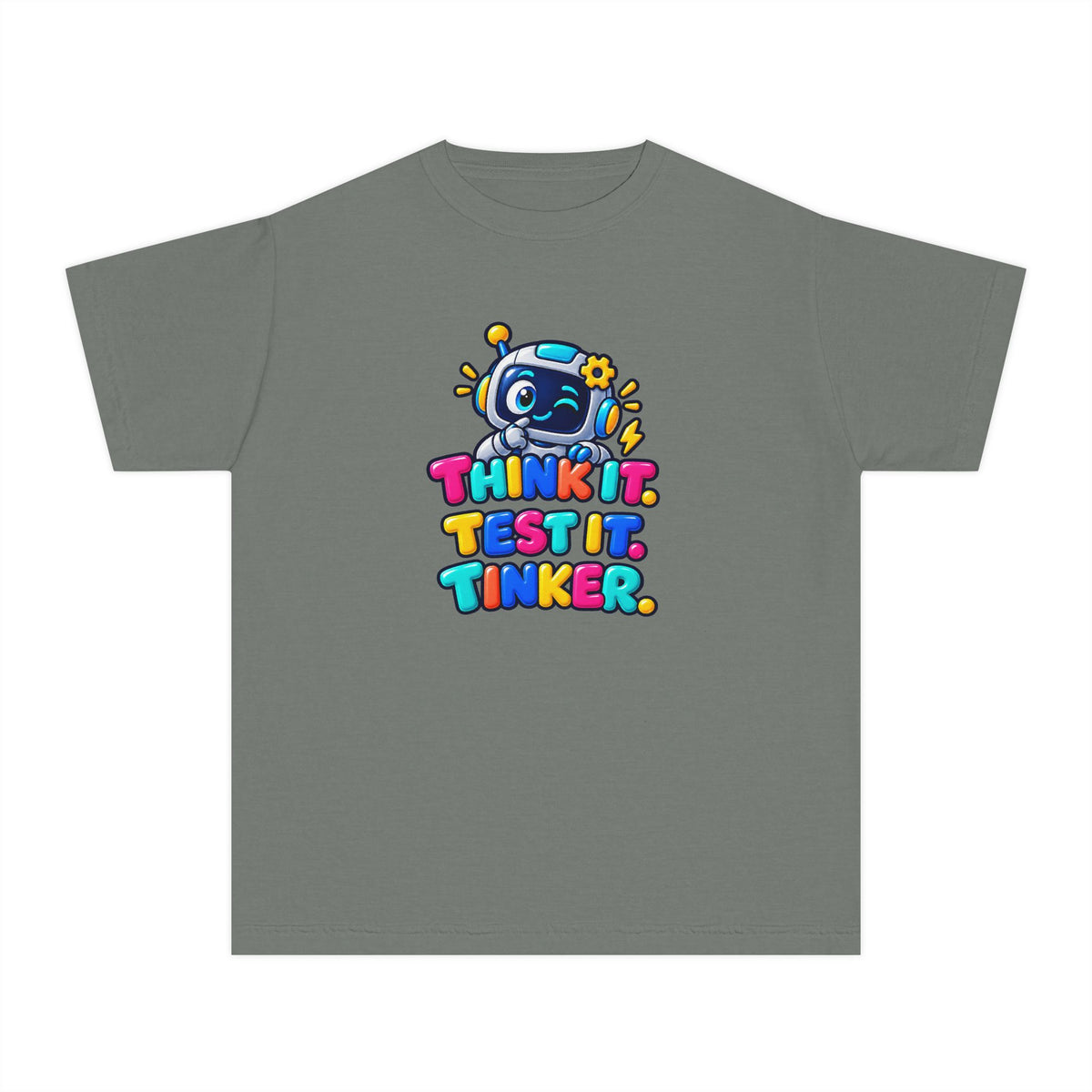 🤖 Think It. Test It. Tinker." Robot STEM Graphic Kids Tee