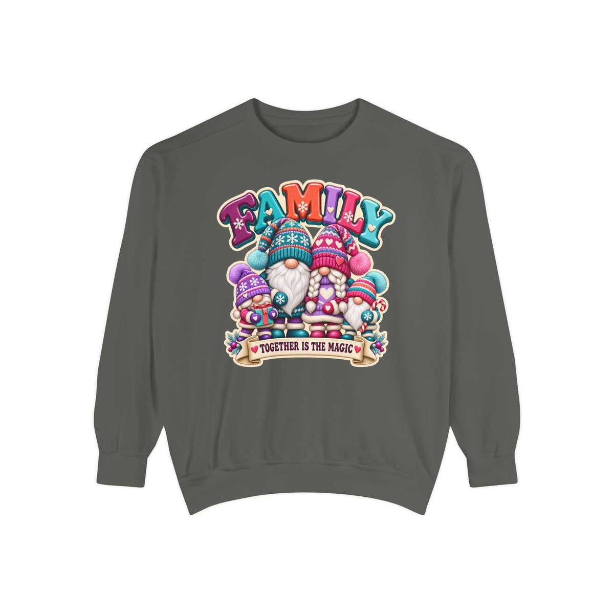 Family Gnomes "Together Is The Magic" Cozy Christmas Sweatshirt
