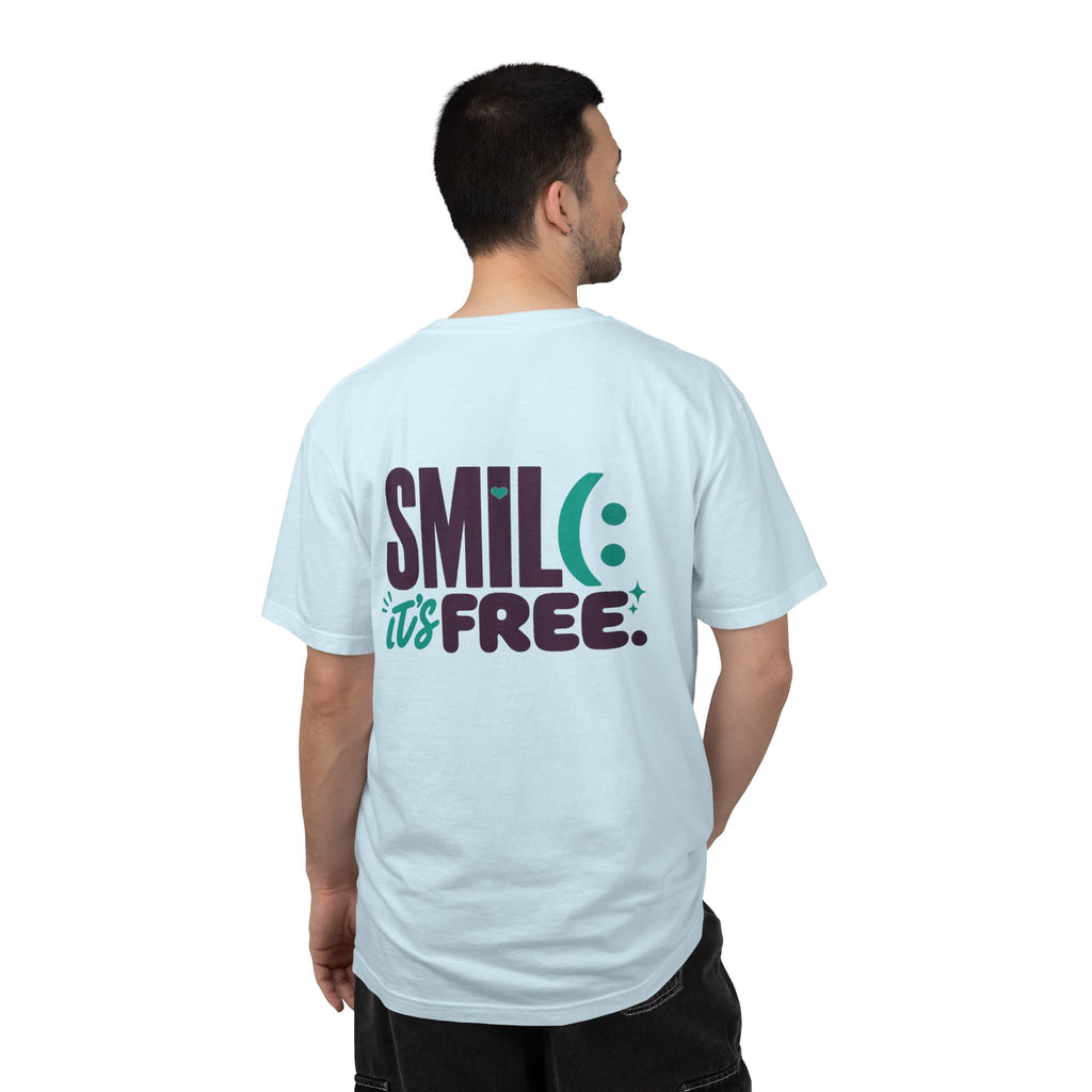SMIL(: IT’S FREE. Front & Back Garment-Dyed Graphic Tee