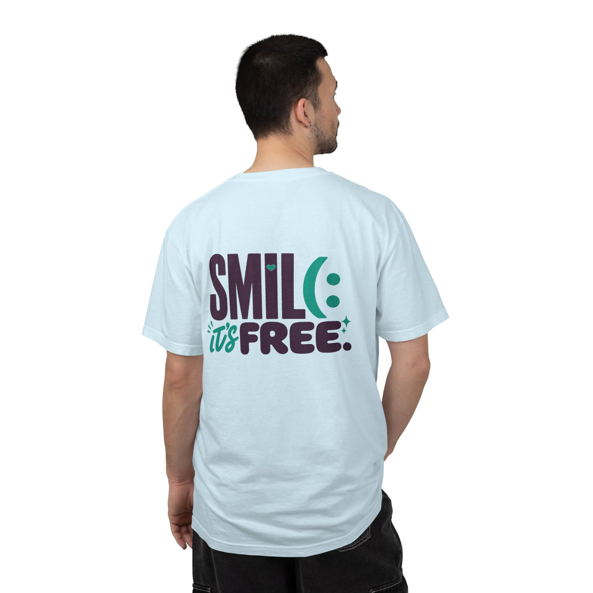 SMIL(: IT’S FREE. Front & Back Garment-Dyed Graphic Tee