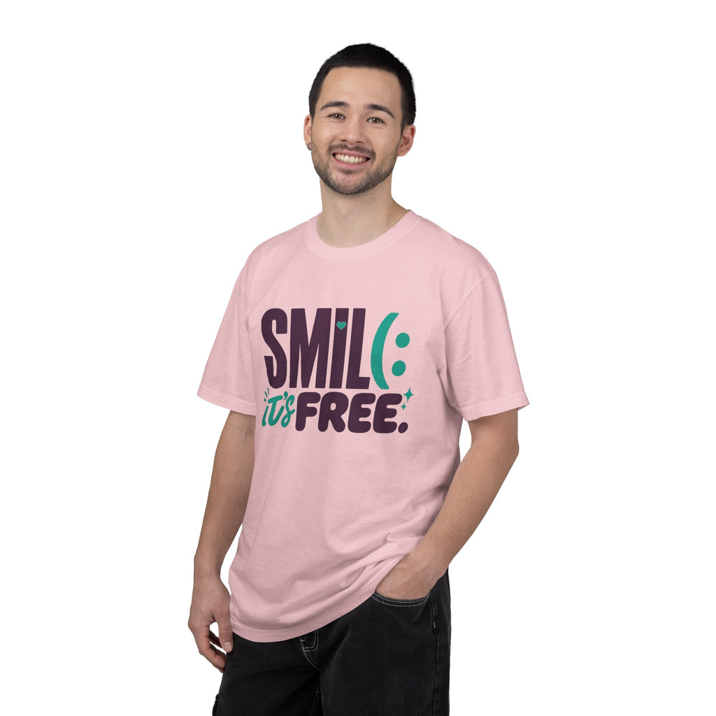 SMIL(: IT’S FREE. Plum & Teal Garment-Dyed Graphic Tee