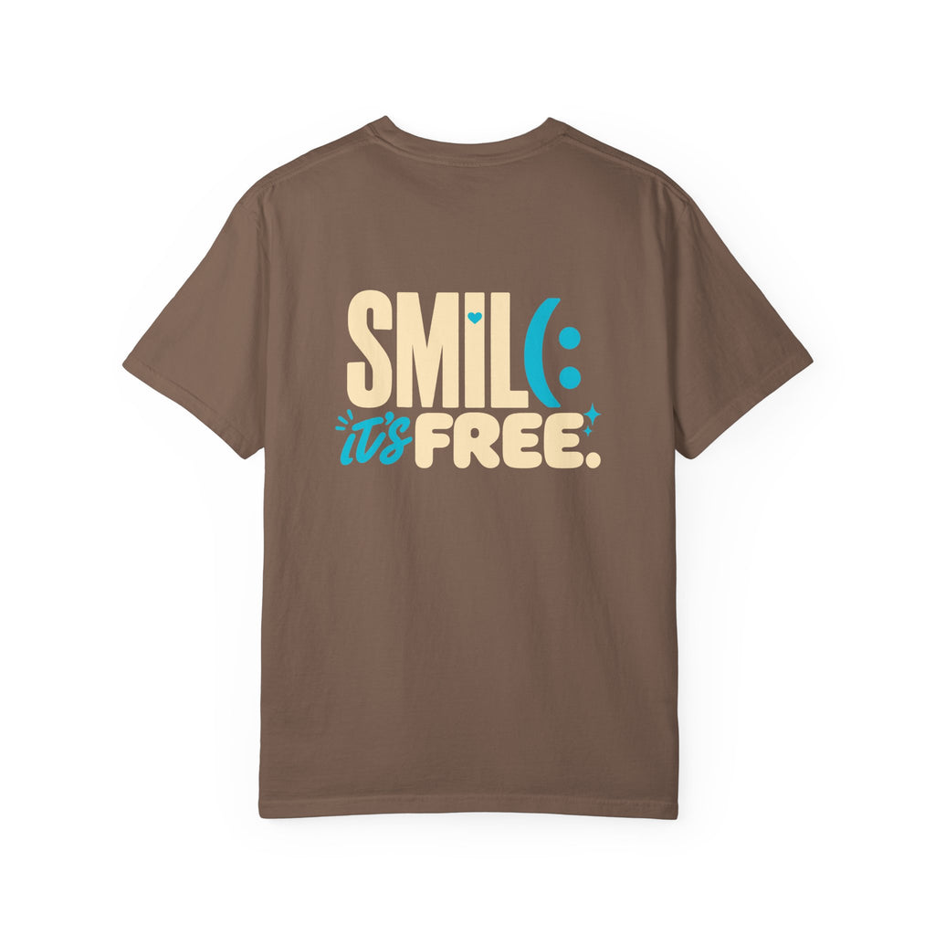 SMIL(: IT’S FREE. Charcoal & Plum Front-and-Back Tee