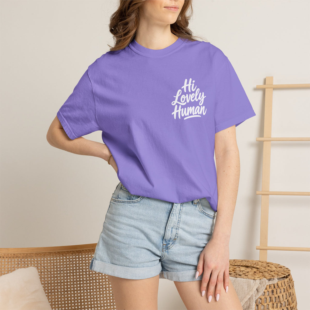 Hi Lovely Human — Inspirational Garment-Dyed Adult T-Shirt