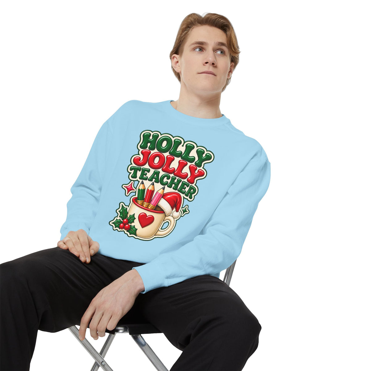 Holly Jolly Teacher Sweatshirt – Christmas Mug Holiday Teacher Gift