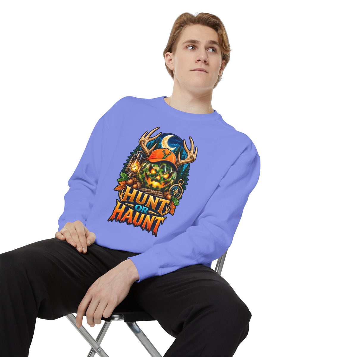 Hunt or Haunt Halloween Sweatshirt 🎃🍂 | Pumpkin Outdoor Crewneck