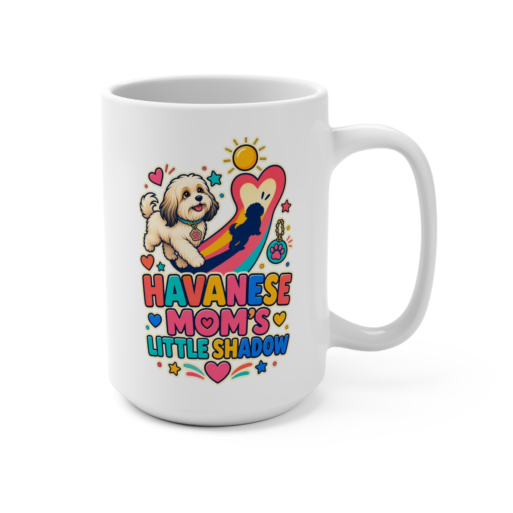 Havanese Mom’s Little Shadow Mug - Cute Velcro Dog Coffee Cup - Colorful Havanese Mom Gift
