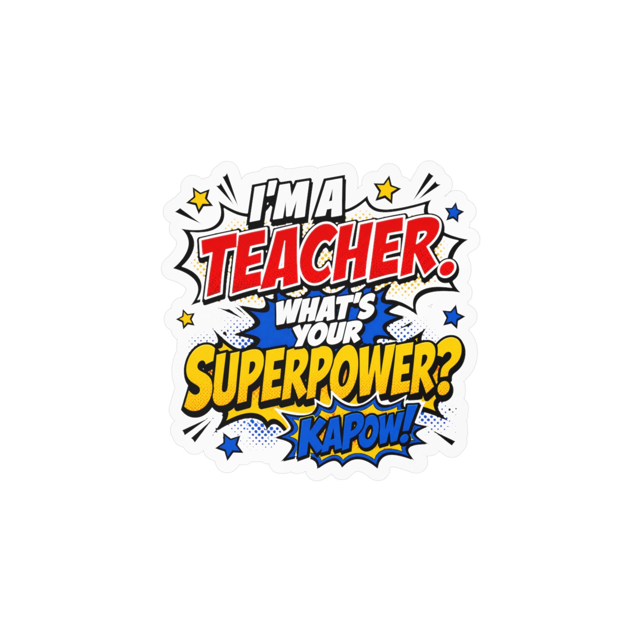 Teacher Superpower Retro Comic Book Die-Cut Decal Vinyl Sticker