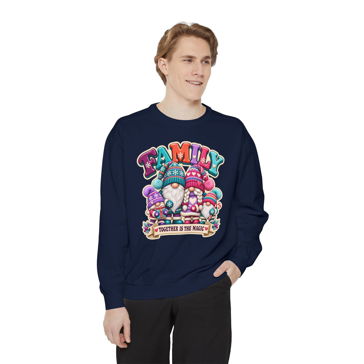 Family Gnomes "Together Is The Magic" Cozy Christmas Sweatshirt