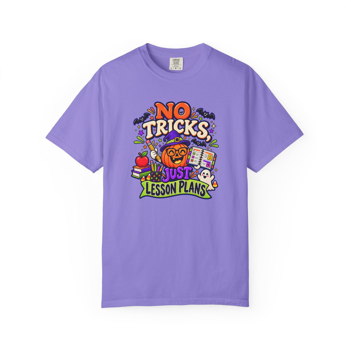 Halloween Teacher T-Shirt - "No Tricks, Just Lesson Plans"