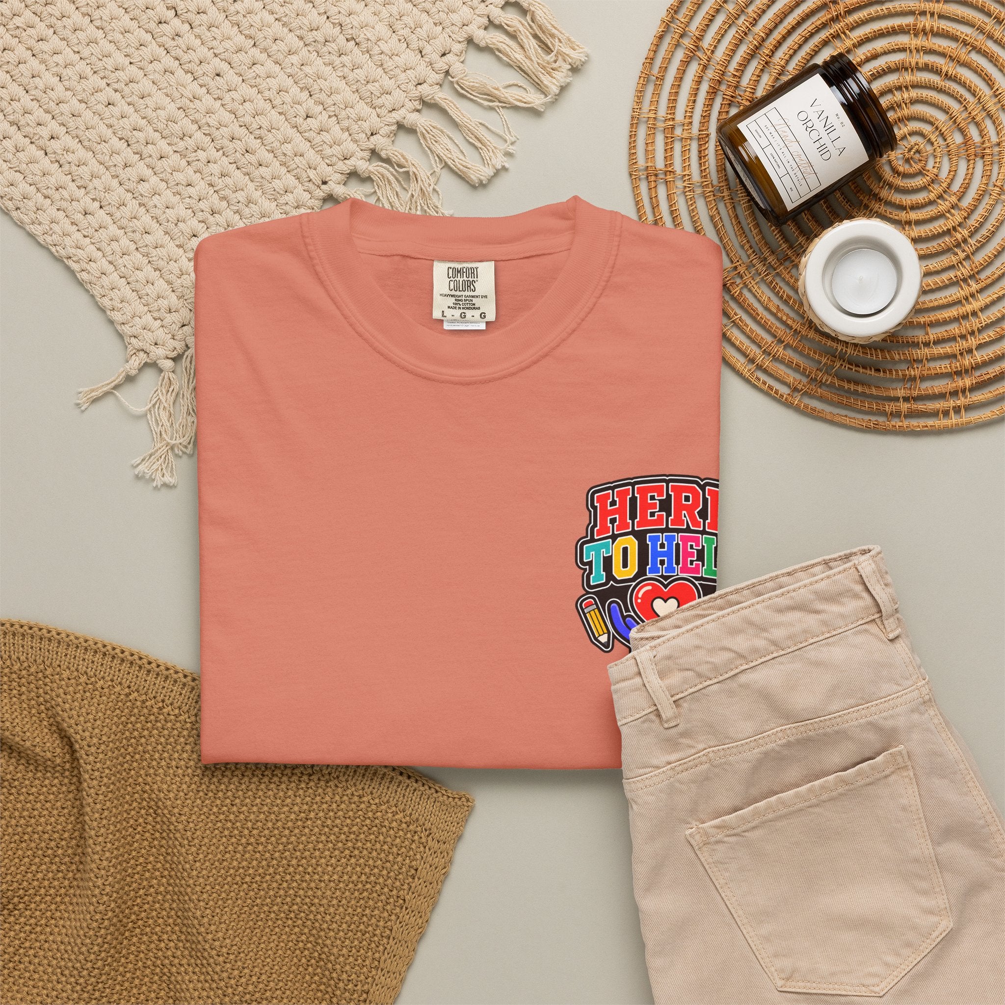 Here to Help School Support Staff Comfort Colors® Tee 🍎✏️