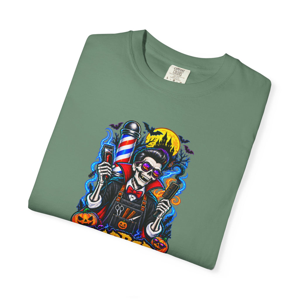 Barber of the Night Halloween Tee – Adult Unisex Barbershop Shirt