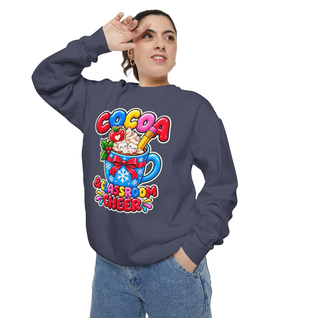 Cocoa and Classroom Cheer Christmas Sweatshirt ☕🍎❄️
