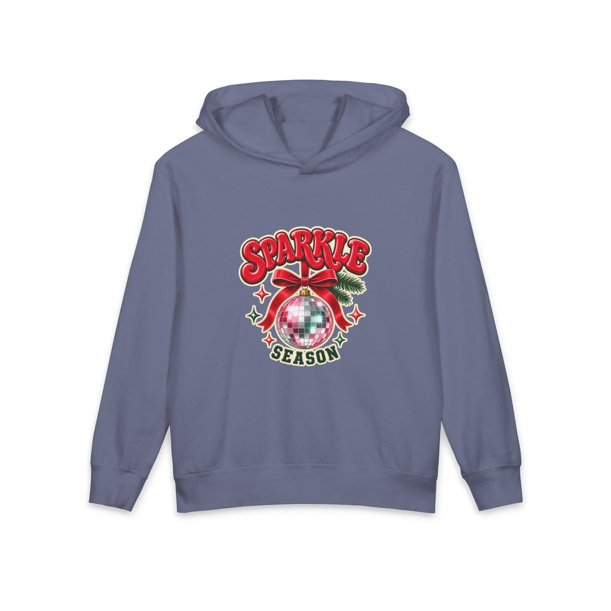 Sparkle Season Youth Hoodie — Cute Disco Ornament Christmas Sweatshirt