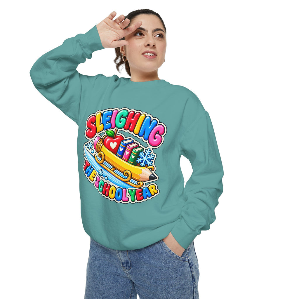 Sleighing the School Year Christmas Sweatshirt 📚🍎❄️