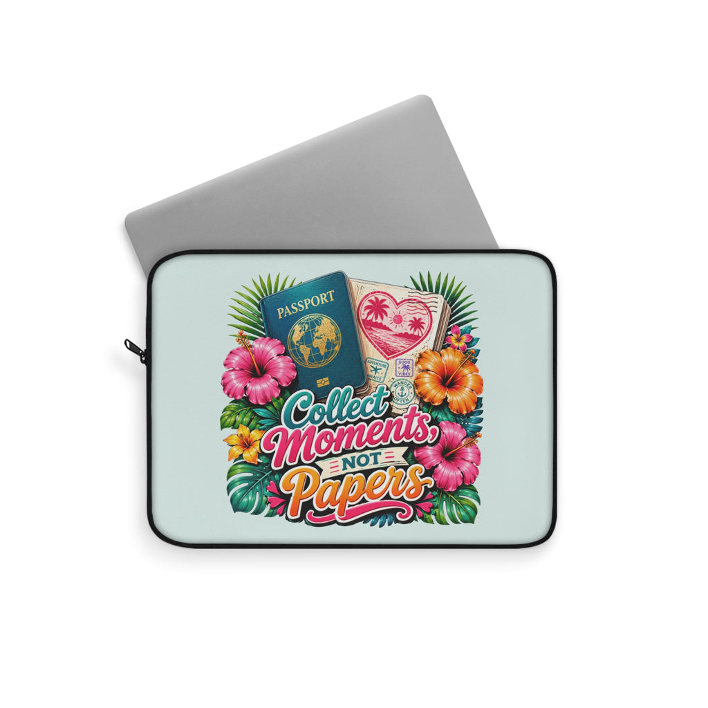 Collect Moments, Not Papers - Breezy Mint Laptop and iPad Sleeve