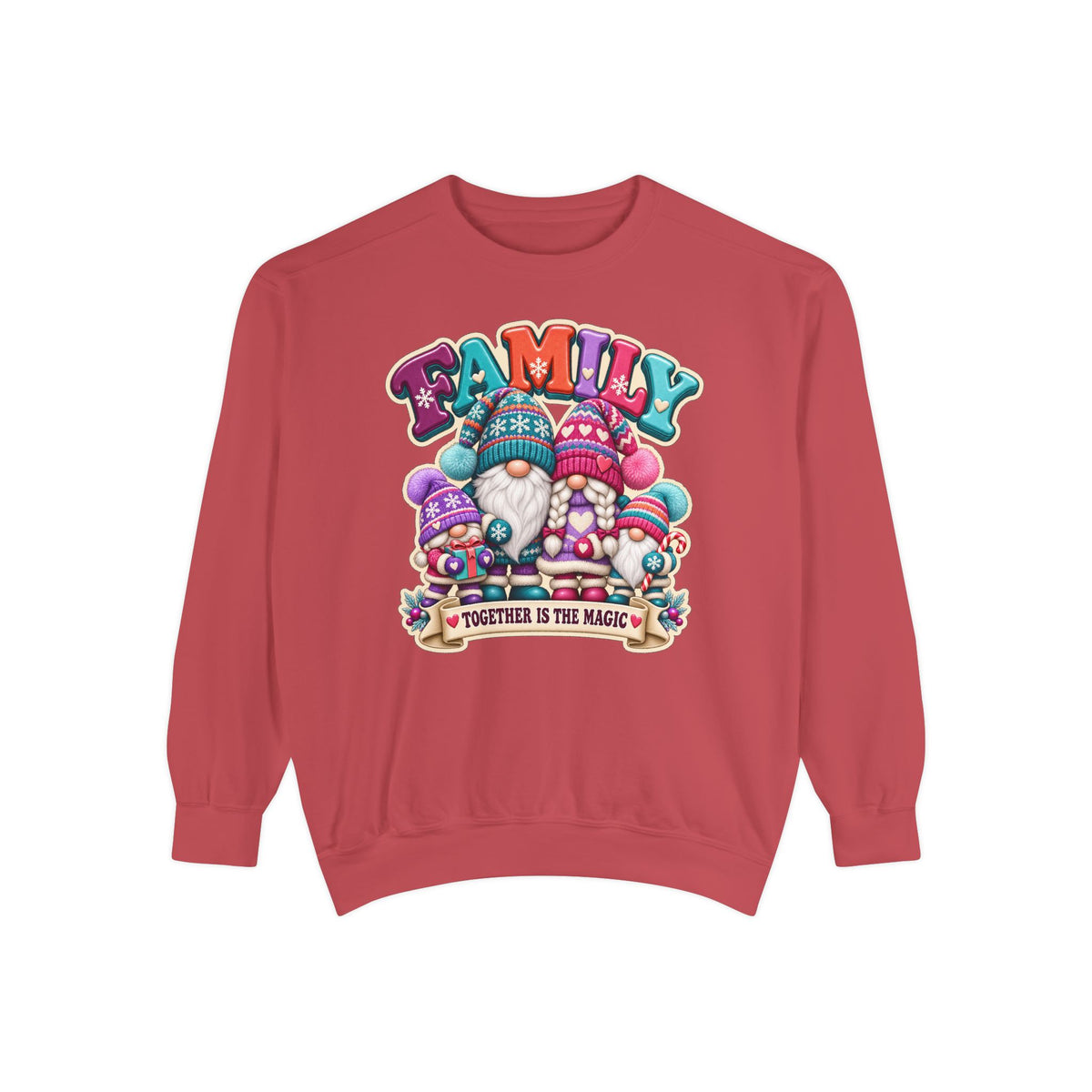 Family Gnomes "Together Is The Magic" Cozy Christmas Sweatshirt