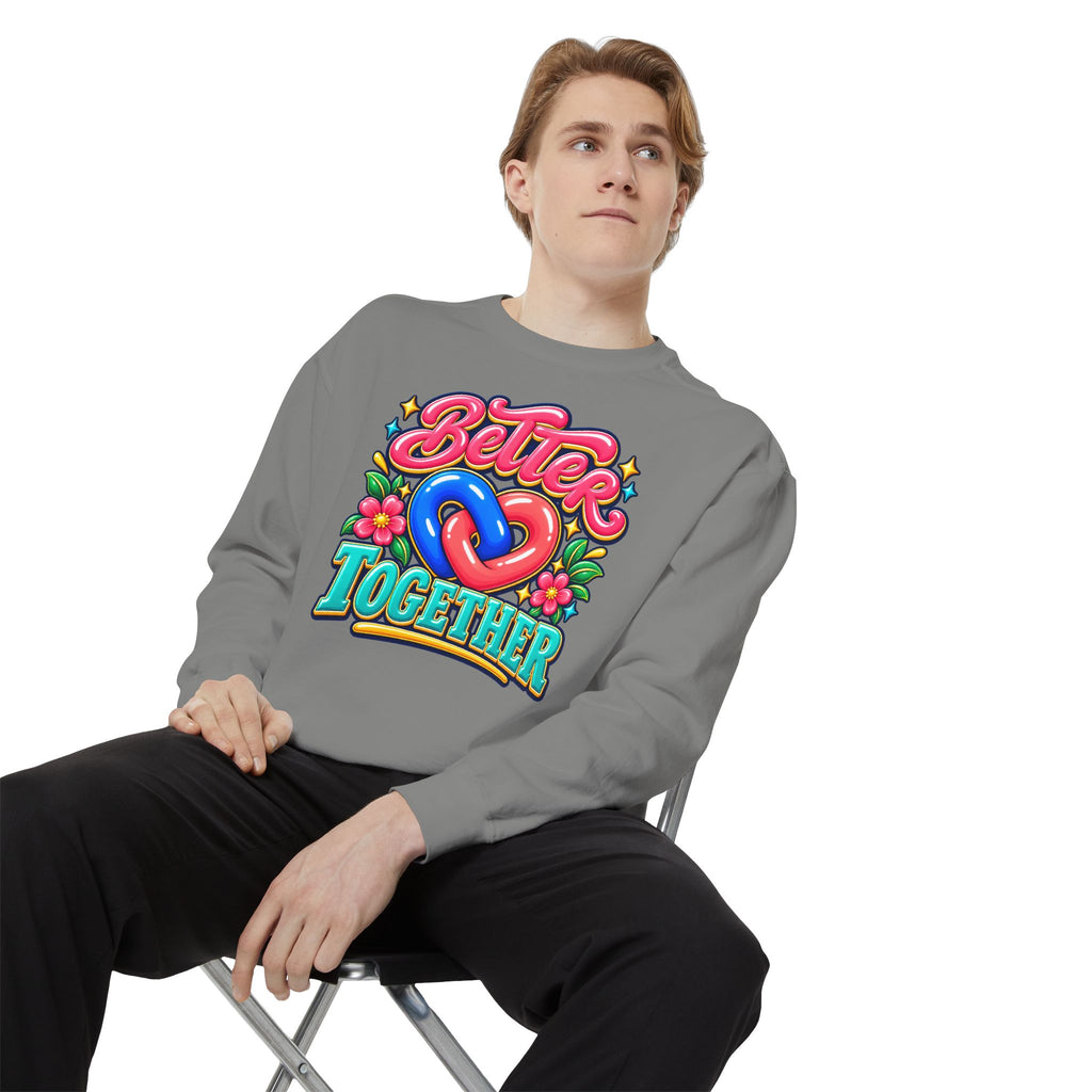 Better Together Heart Sweatshirt — Yellow & Aqua
